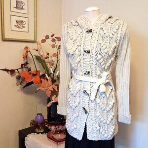 Elegant Cream Knit Women's Cardigan
